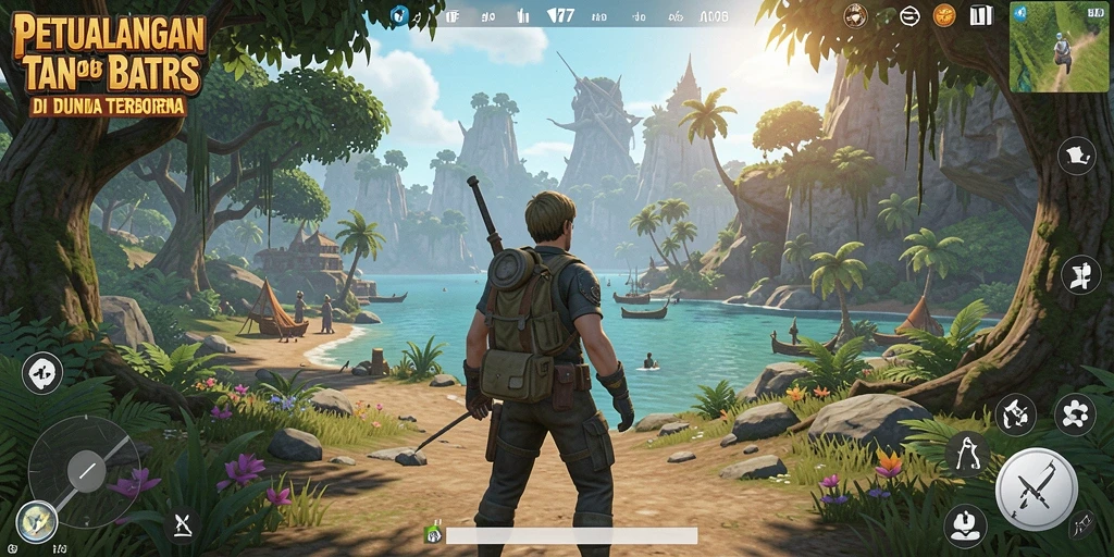 Screenshot gameplay API77 menunjukkan petualangan di dunia terbuka yang epik.