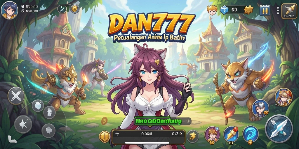 Tampilan gameplay menarik dengan karakter anime yang dinamis.