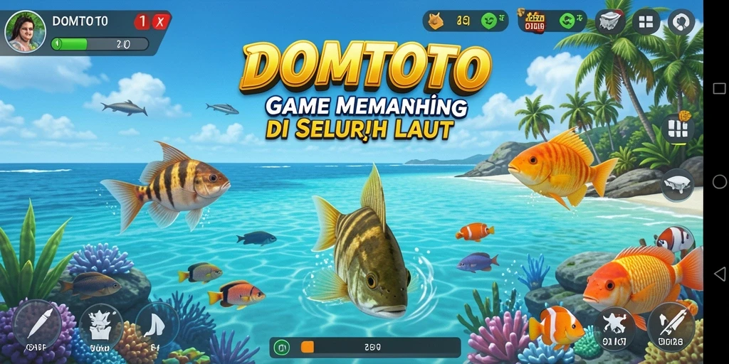 Gameplay menegangkan dalam DOMTOTO saat menangkap ikan.