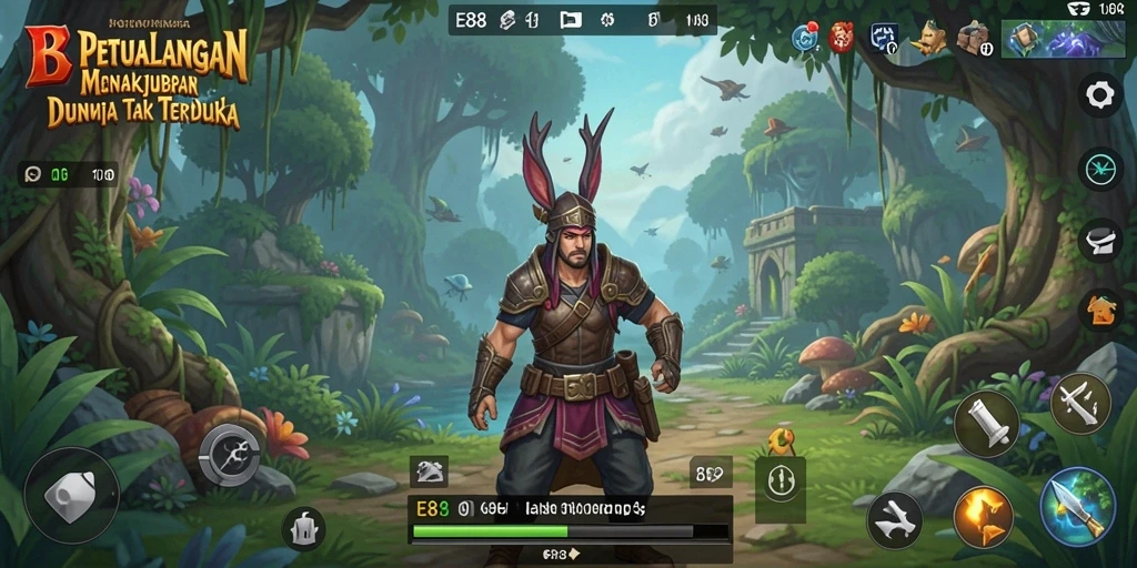 Tampilan gameplay E88 yang seru dan menegangkan saat menjelajahi dunia petualangan.
