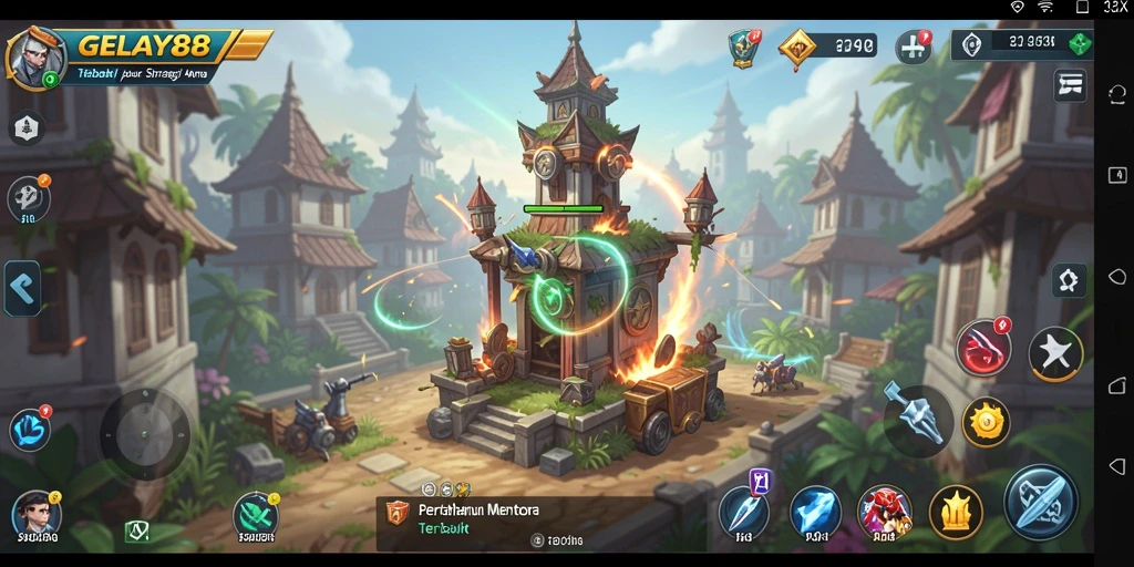 Tampilan gameplay menara pertahanan yang seru dan menantang.