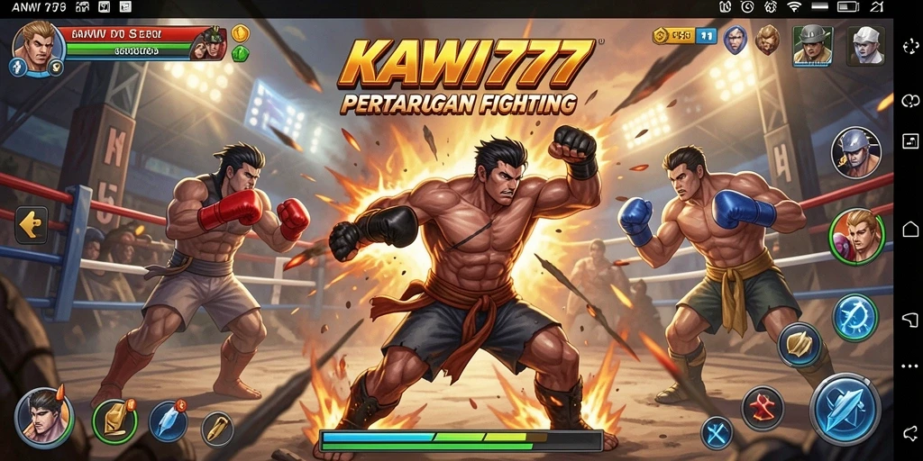 Tampilan gameplay KAWI777 dengan pertarungan yang menegangkan.
