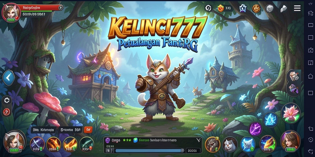 Screenshot gameplay KELINCI777 dengan pertarungan seru dan karakter menarik.