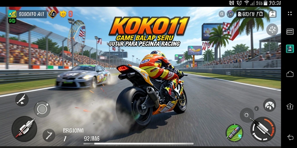 Screenshot KOKO11 menampilkan balapan mendebarkan di trek yang penuh tantangan.