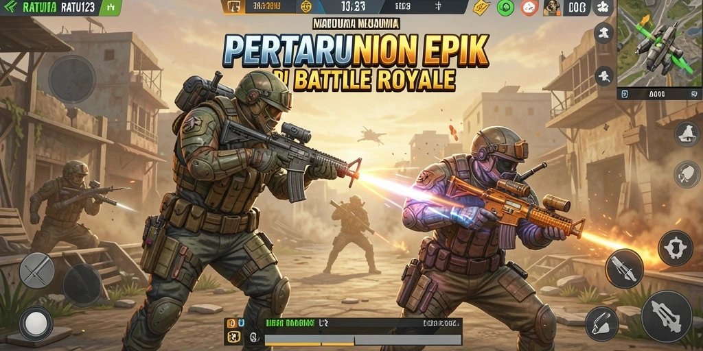 Tangkapan layar gameplay <strong>RATU123</strong> yang menegangkan dalam pertarungan Battle Royale.