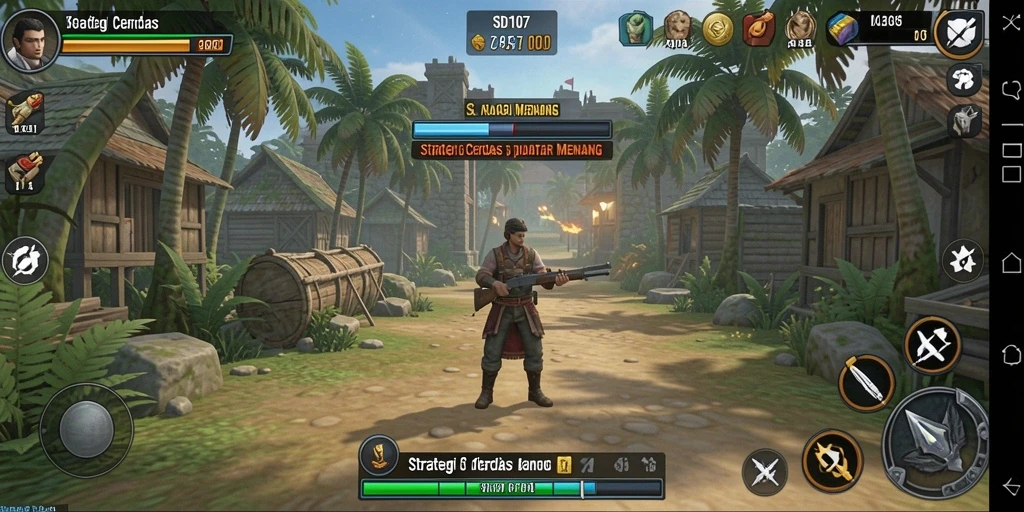 Screenshot utama SD107 menampilkan aksi gameplay strategi yang mendebarkan.